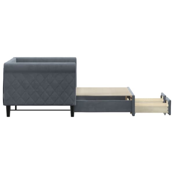 daybed med udtræk og skuffer 80x200 cm velour mørkegrå