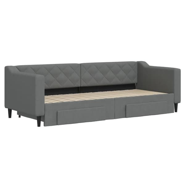 daybed med udtræk og skuffer 80x200 cm stof mørkegrå