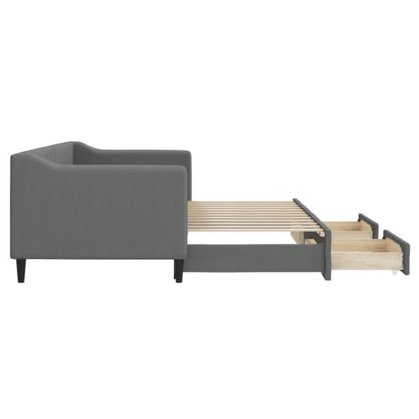 daybed med udtræk og skuffer 80x200 cm stof mørkegrå