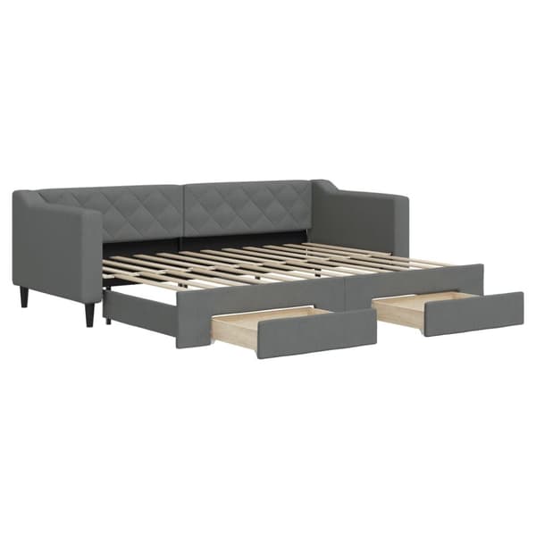 daybed med udtræk og skuffer 80x200 cm stof mørkegrå