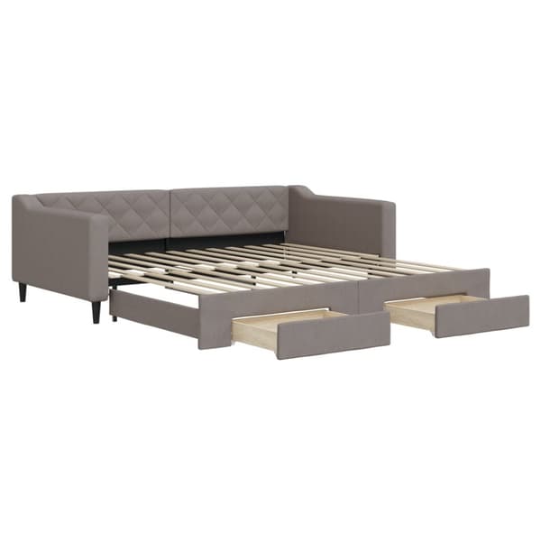 Dagbädd utdragbar med lådor taupe 100x200 cm tyg
