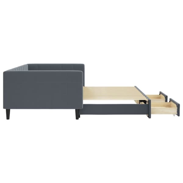 daybed med udtræk og skuffer 100x200 cm velour mørkegrå