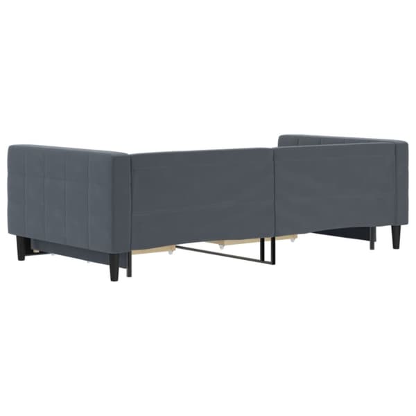 daybed med udtræk og skuffer 100x200 cm velour mørkegrå