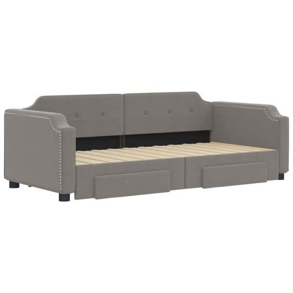 Dagbädd utdragbar med lådor taupe 90x200 cm tyg