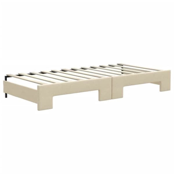 Dagbädd utdragbar med madrasser gräddvit 90x200 cm tyg