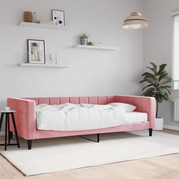 Dagbädd med madrass rosa 100x200 cm sammet