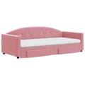 Miniatyrbillede 3 af 10: daybed med udtræk og skuffer 90x200 cm velour lyserød