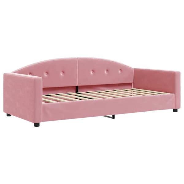daybed med udtræk og skuffer 90x200 cm velour lyserød