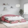 Miniatyrbillede 1 af 10: daybed med udtræk og skuffer 90x200 cm velour lyserød