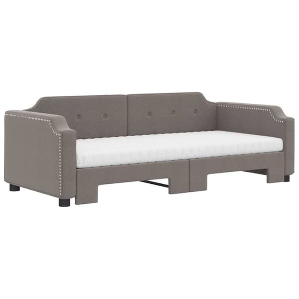 Dagbädd med madrasser utdragbar taupe 80x200 cm tyg
