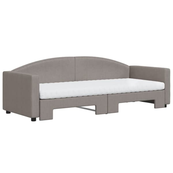 daybed med udtræk og madras 80x200 cm stof gråbrun