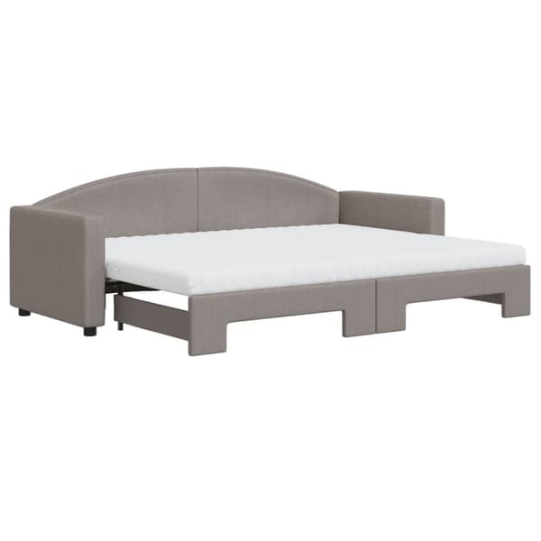 daybed med udtræk og madras 80x200 cm stof gråbrun