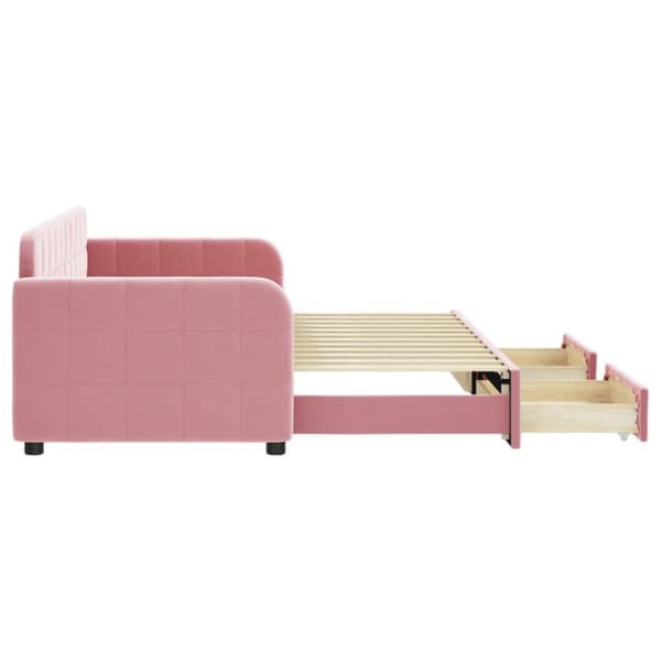 Dagbädd utdragbar med lådor rosa 80x200 cm sammet