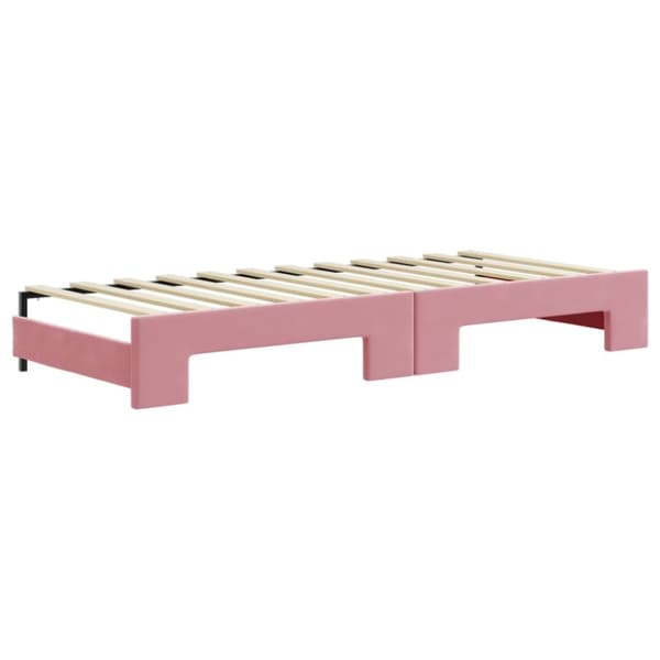 Dagbädd utdragbar med lådor rosa 80x200 cm sammet