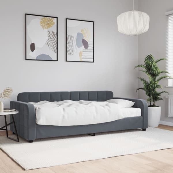 Sohva Sleeper Patja Tummanharmaa 90x200 cm Velvet