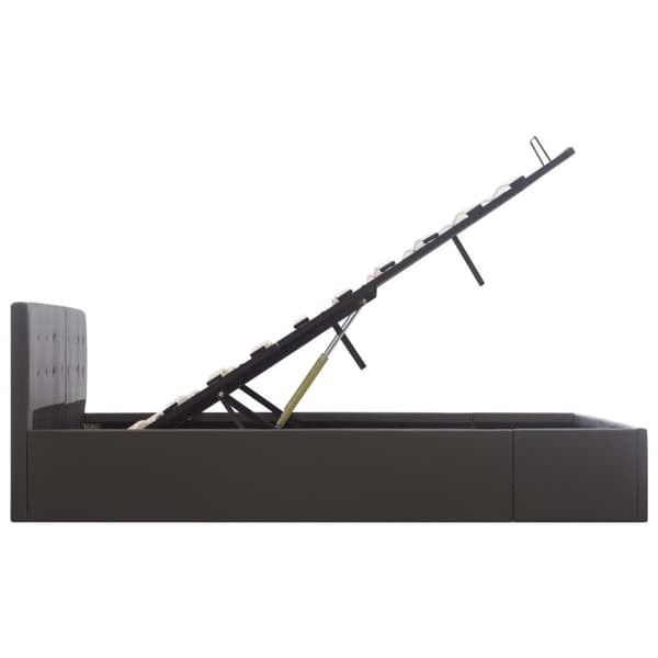 hydraulisk opbevaringsseng 160 x 200 cm kunstlæder grå