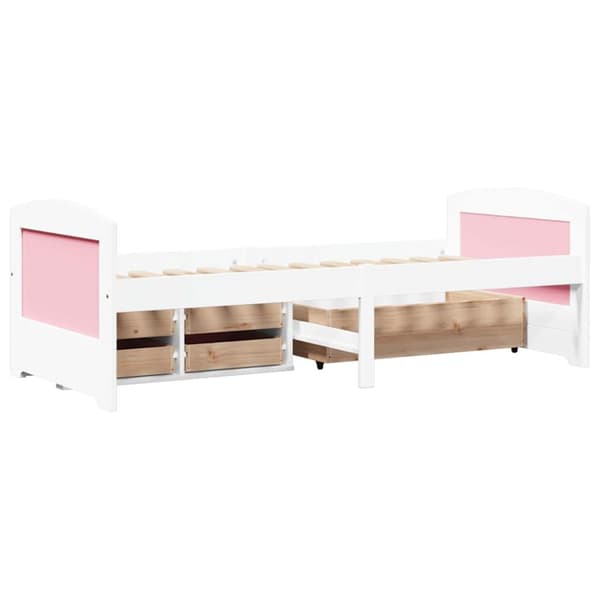 Dagbädd med 5 lådor utan madrass IRUN vit&rosa 90x200 cm