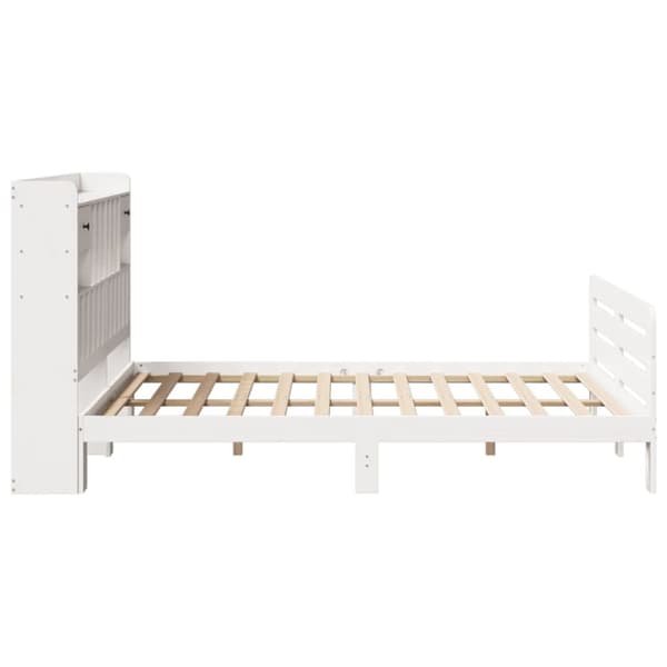 seng med reol uden madras 160x200 cm massivt fyrretræ hvid