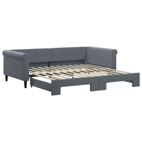 Dagbädd utdragbar mörkgrå 100x200 cm sammet