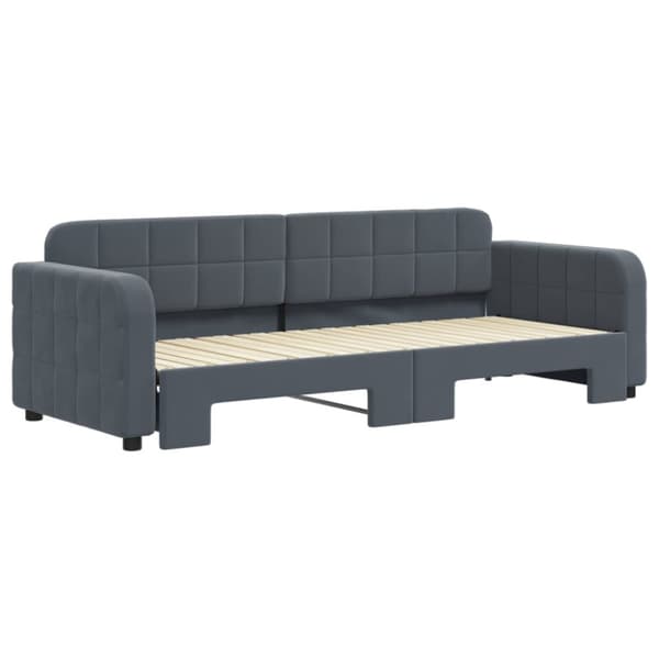 daybed med udtræk 80x200 cm velour mørkegrå