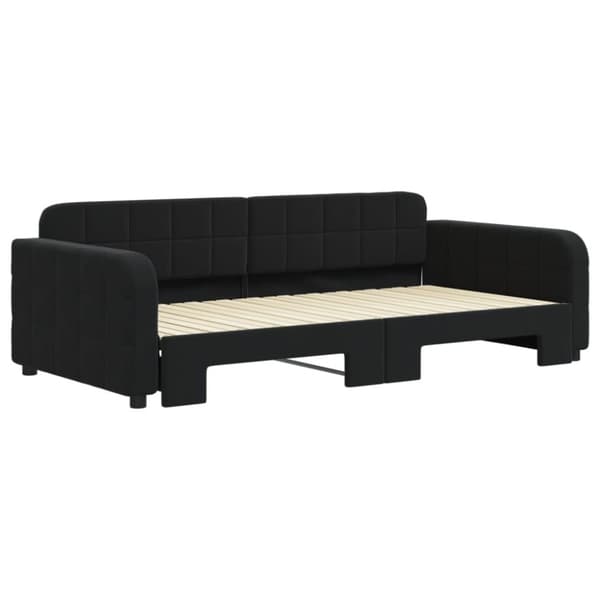 daybed med udtræk 100x200 cm velour sort