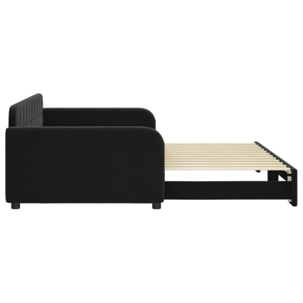 daybed med udtræk 100x200 cm velour sort