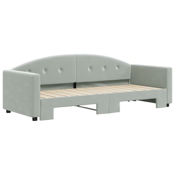 daybed med udtræk 80x200 cm velour lysegrå