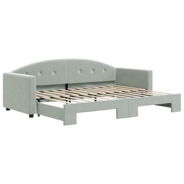 daybed med udtræk 80x200 cm velour lysegrå