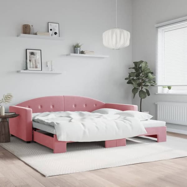 Dagbädd utdragbar rosa 100x200 cm sammet