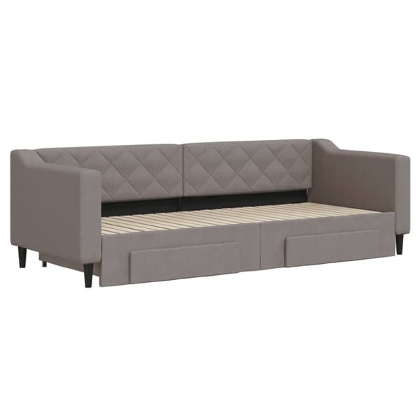 Dagbädd utdragbar med lådor taupe 80x200 cm tyg
