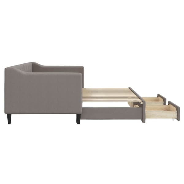 Dagbädd utdragbar med lådor taupe 80x200 cm tyg