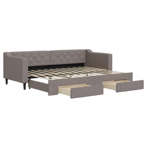 Dagbädd utdragbar med lådor taupe 80x200 cm tyg