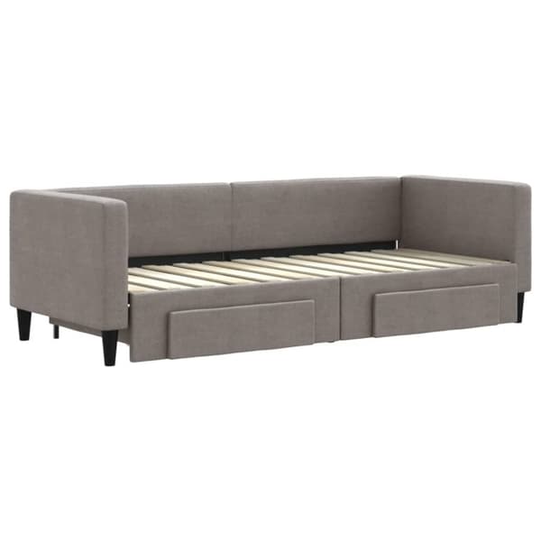 daybed med udtræk og skuffer 80x200 cm stof gråbrun