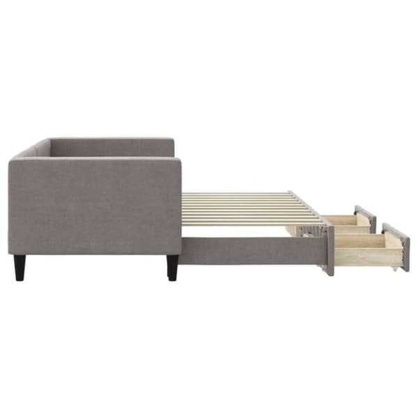 daybed med udtræk og skuffer 80x200 cm stof gråbrun
