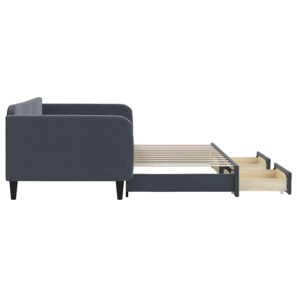 daybed med udtræk og skuffer 100x200 cm velour mørkegrå