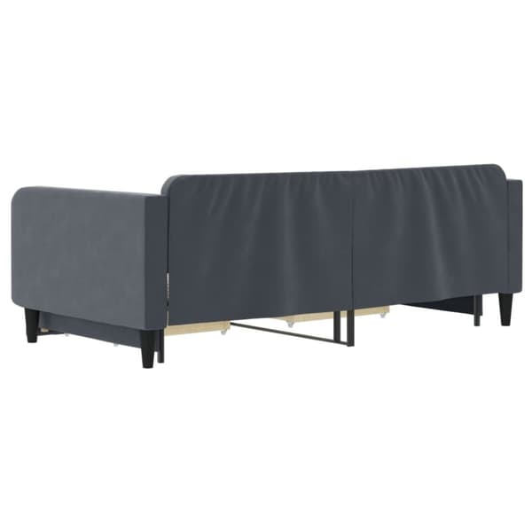 daybed med udtræk og skuffer 100x200 cm velour mørkegrå