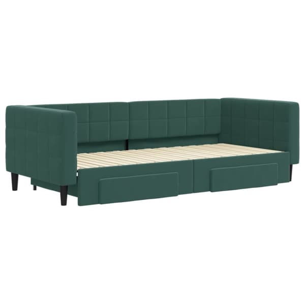 Jatkettava sohva laatikoilla Tummanvihreä 90x200 cm Velvet