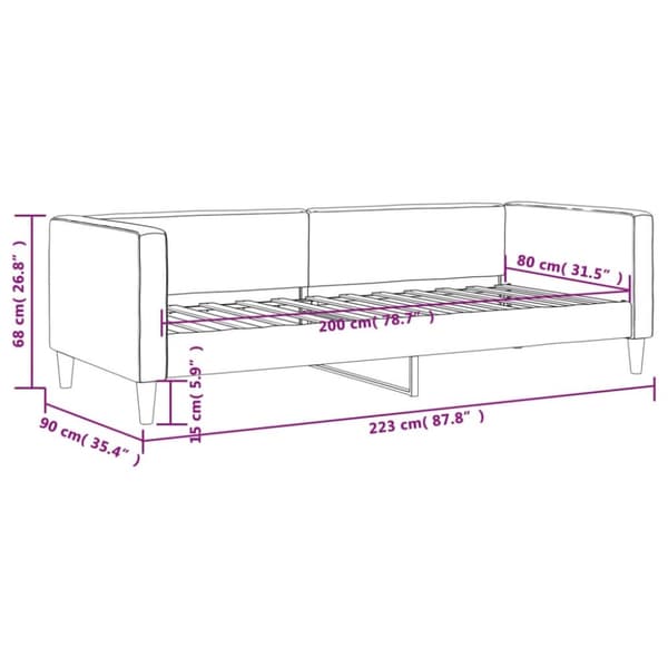 daybed 80x200 cm stof cremefarvet