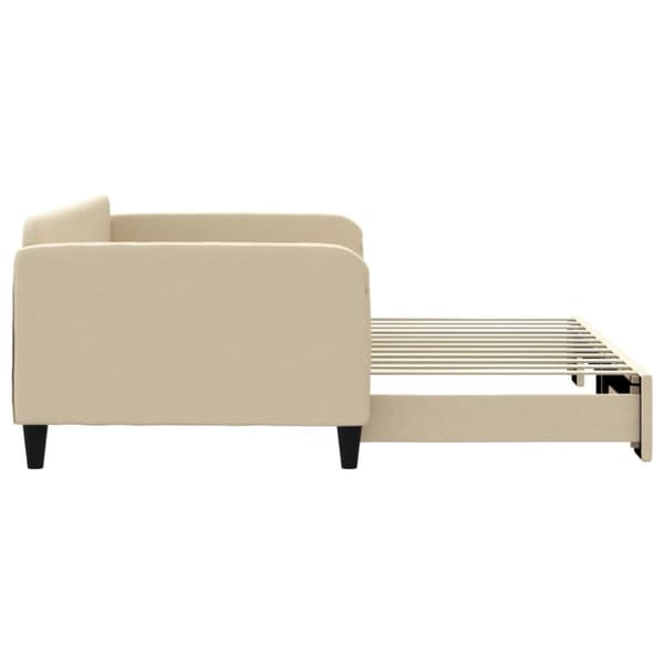 daybed med udtræk 100x200 cm stof cremefarvet