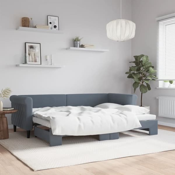 Dagbädd utdragbar mörkgrå 80x200 cm sammet