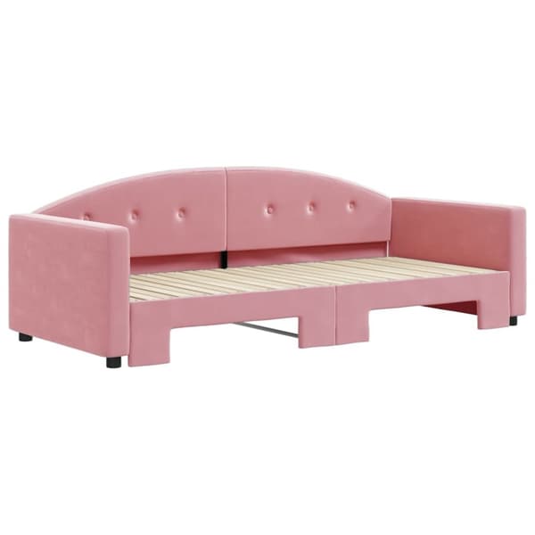 daybed med udtræk 90x200 cm velour lyserød