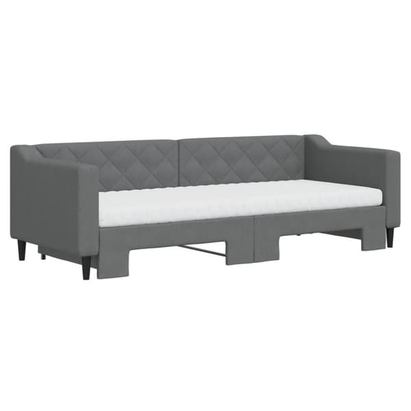 Dagbädd med madrasser utdragbar mörkgrå 80x200 cm tyg