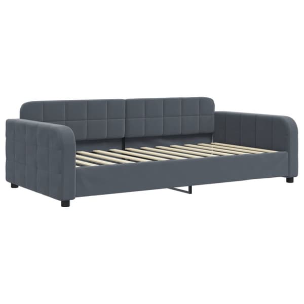daybed med udtræk og skuffer 90x200 cm velour mørkegrå