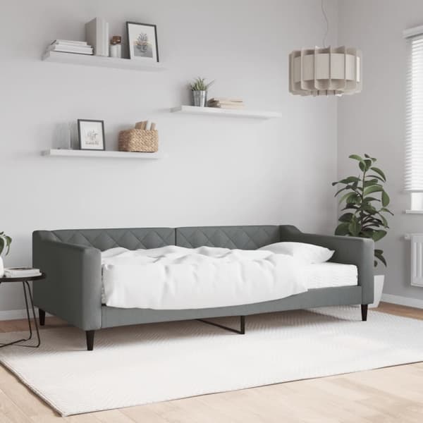 Dagbädd med madrass mörkgrå 100x200 cm tyg