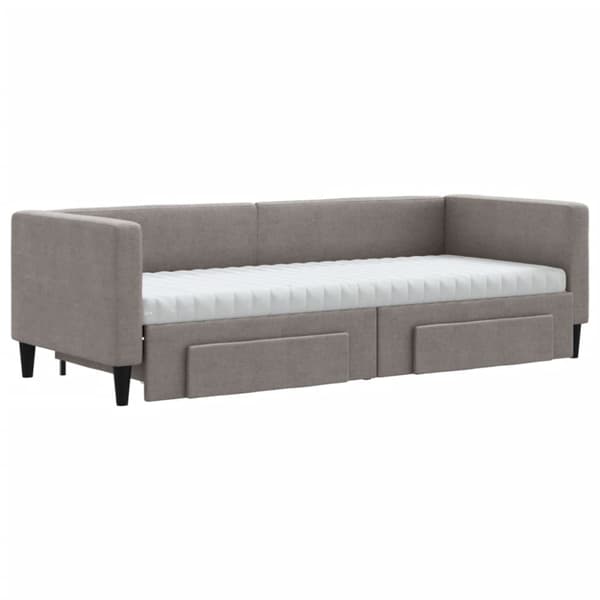 daybed med udtræk og skuffer 80x200 cm stof gråbrun