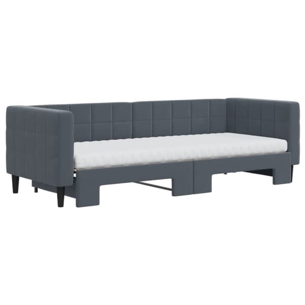 daybed med udtræk og madras 80x200 cm velour mørkegrå