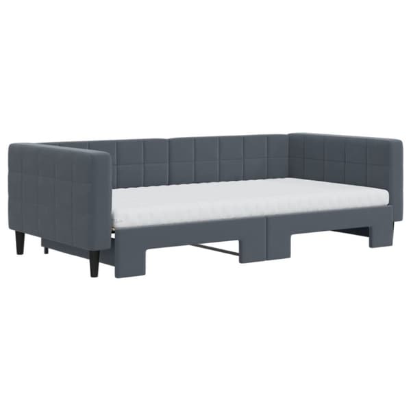 Dagbädd utdragbar och madrasser mörkgrå 100x200 cm sammet