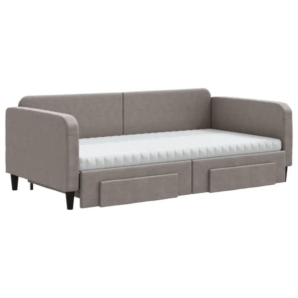 Dagbädd utdragbar med lådor taupe 100x200 cm tyg