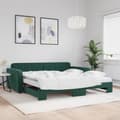 Miniatyrbillede 1 af 10: daybed med udtræk og madras 100x200 cm velour mørkegrøn
