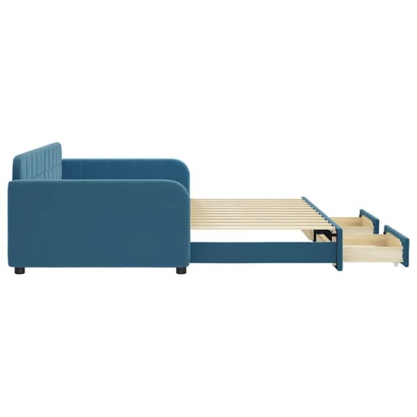 Dagbädd utdragbar med lådor blå 100x200 cm sammet